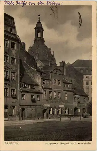 Dresden, Salzgasse u. Kuppel der Frauenkirche -520134