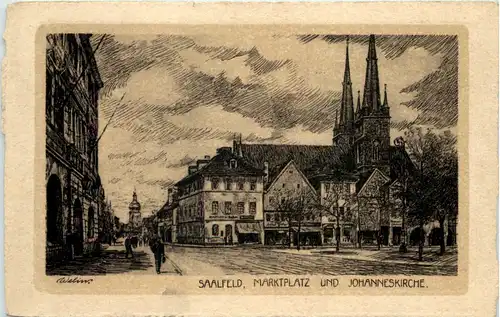 Saalfeld, Marktplatz und Johanneskirche -520554