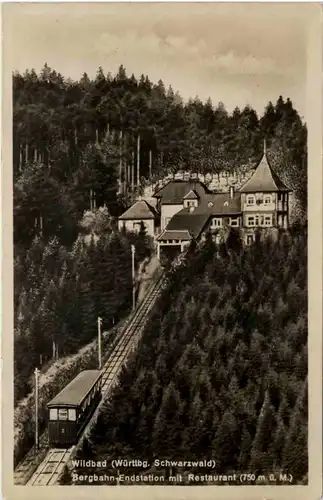Bad Wildbad im Schwarzwald, Bergbahn-Endstation mit Restaurant -519884