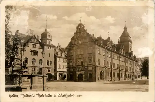 Gotha, Rathaus, Ratskeller u. Schellenbrunnen -393448