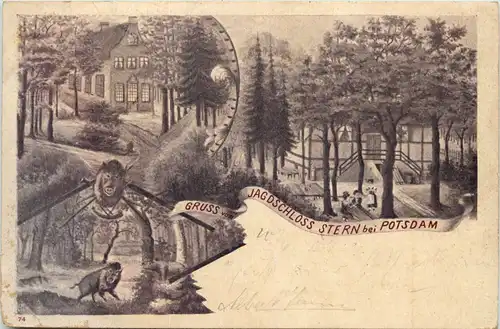 Gruss vom Jagdschloss Stern bei Potsdam - Litho -603548