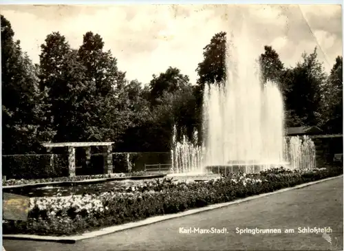 Karl Marx Stadt, Springbrunnen am Schlossteich -394192