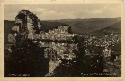 Kurort Urach, Ruine mit Blick auf die Stadt -519976