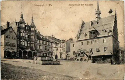 Pössneck, Marktplatz mit Rathaus -520258