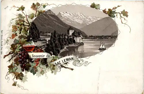 Souvenir du Lac Leman Chillon - Litho Carl Künzli -629854