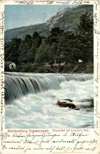 Bad Blankenburg, Wasserfall mit Lösches Hall -520662