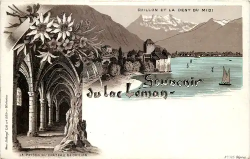 Souvenir du Lac Leman Chillon - Litho Schlumpf -629850