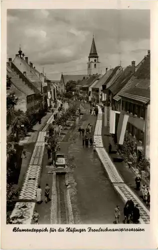 Hüfingen, Fronleichnams-Prozession, Blumenteppich -520762
