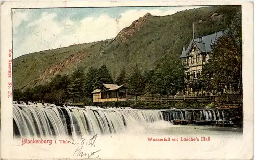 Bad Blankenburg, Wasserfall mit Lösches Hall -520658