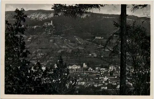 Bad Blankenburg, Ruine Greifenstein, rechts Waldhaus Tanneck -519552