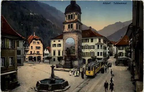 Altdorf - Telldenkmal mit Tram -630270