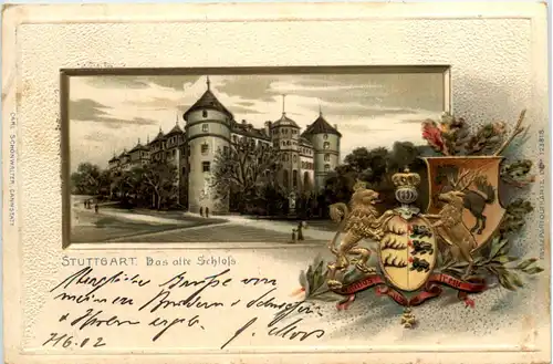 Stuttgart - Das alte Schloss - Litho -604626