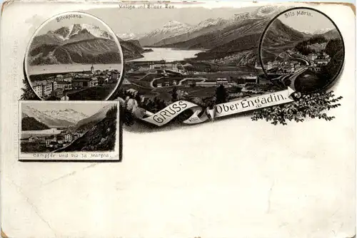 Gruss vom Ober Engadin - Sils Silvaplana - Litho -629840