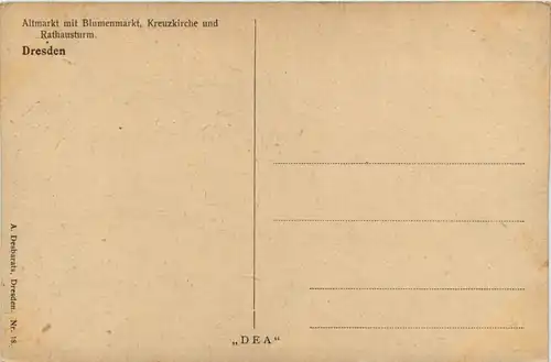 Dresden, Altmarkt mit Blumenmarkt, Kreuzkirche, Rathausturm -395472