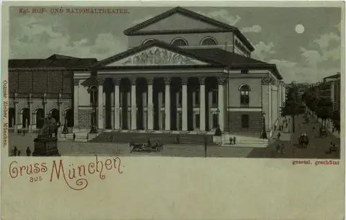 Gruss aus München - Litho - Nationaltheater -604886