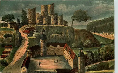 Lobenstein, Burgruine mit dem 1601 erbauten Schloss -520212