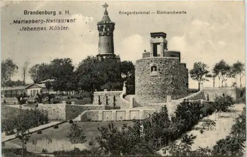 Brandenburg-Havel, Kriegerdenkmal mit Bismarckwarte -395750