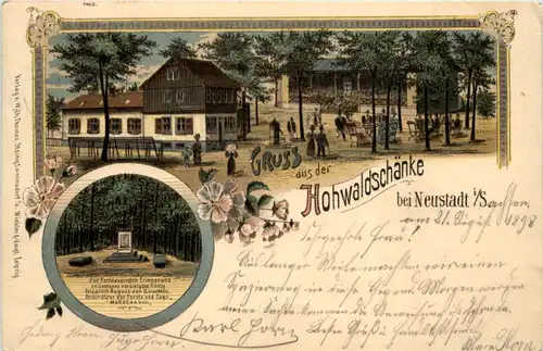 Gruss aus der Hohwaldschänke bei Neustadt - Litho -631654