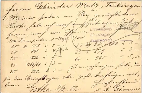 Gotha - Gebrüder Metz Tübingen - Ganzsache -631470