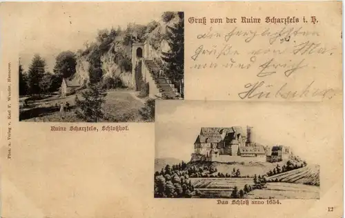 Gruss von der Ruine Scharzfels -503992