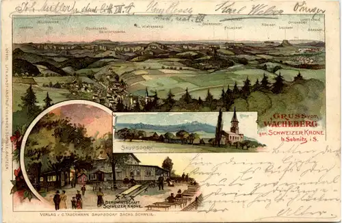 Gruss aus vom Wacheberg bei Sebnitz - Litho -631650