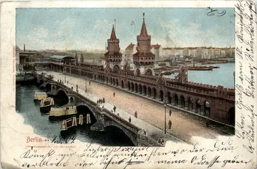 Berlin, Oberbaumbrücke mit Hochbahn -504092