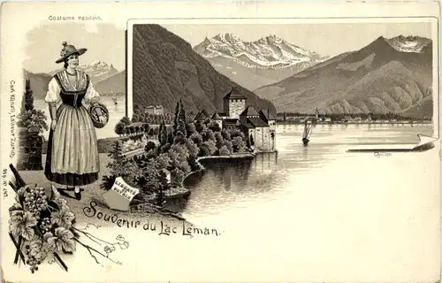 Souvenir du Lac Leman - Chillon - Litho Carl Künzli -629802