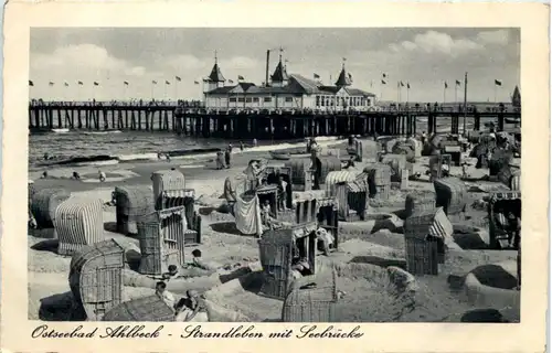 Seebad Ahlbeck, Strandleben mit Seebrücke -504312