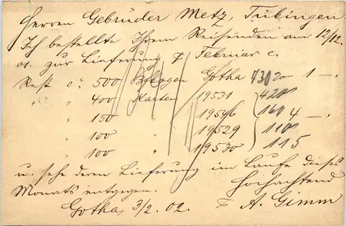 Gotha - Gebrüder Metz Tübingen - Ganzsache -631472