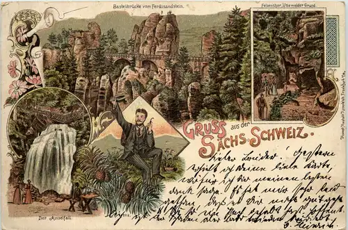 Gruss aus der Sächsischen Schweiz - Bastei - Litho -631606