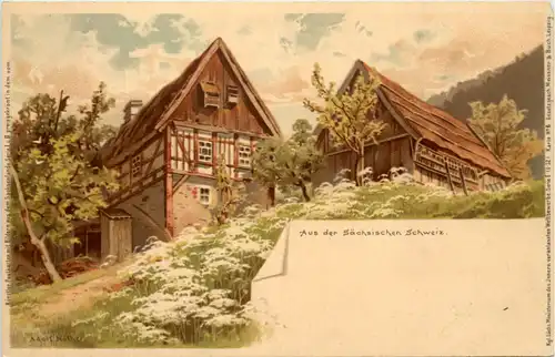 Gruss aus der Sächsischen Schweiz - Litho -631646