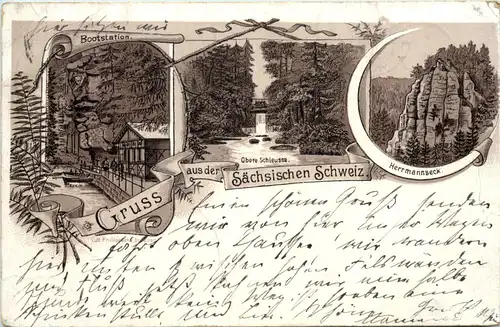 Gruss aus der Sächsischen Schweiz - Litho -631648