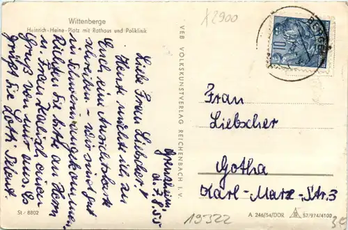 Wittenberge, Heinrich-Heine-Platz mit Rathaus und Poliklinik -397666