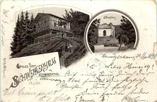 Gruss vom Schweizerhaus im Schwarzathal - Litho -632166