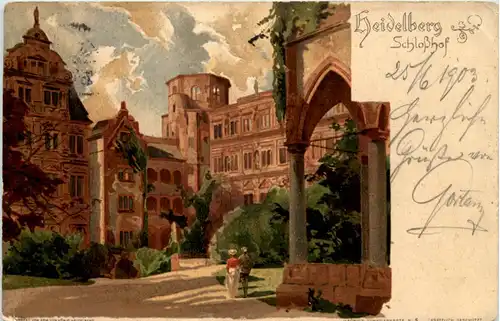 Schlosshof Heidelberg - Litho -631910