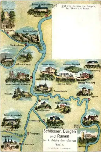 Oberes Saaletal- Schlösser und Burgen - Litho -632162