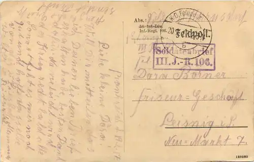 Irles am Ancre - Feldpost 3. Inf. Regiment 106 -633544