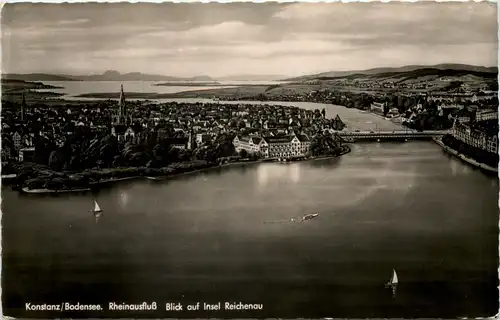 Konstanz, Rheinausfluss, Blick auf die insel Reichenau -521660