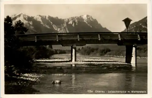 Oberau, Loisachbrücke m. Wetterstein -522110