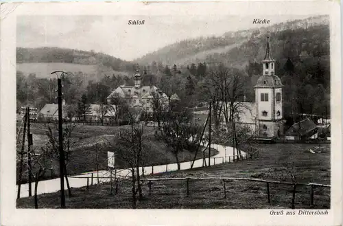 Gruss aus Dittersbach, Schloss, Kirche -522330