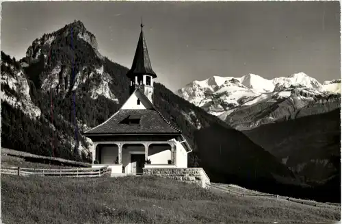Kiental, Kapelle mit Goldenhorn und blümlisalp -507492