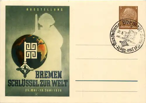 Ganzsache Bremen - Schlüssel zur Welt 1938 -634642