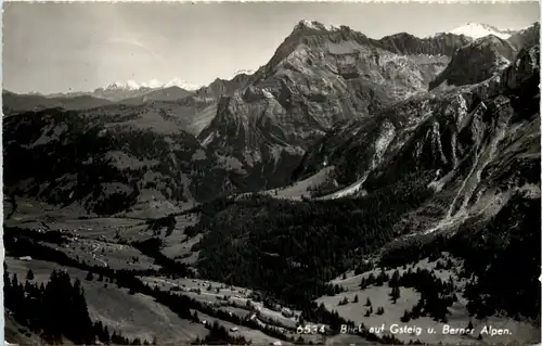 Blick auf Gsteig u. Berner Alpen -507552