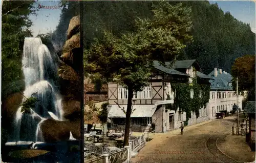 Gasthaus mit Lichtenhainer Wasserfall, Sächs. Schweiz -522240