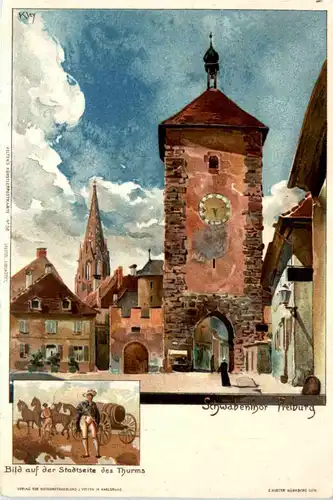 Schwabenthor Freiburg - Litho -496006