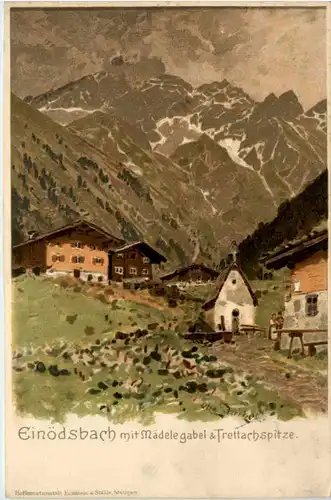Einödsbach mit Mädelegabel - Litho -496086