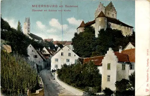 Meersburg, Oberstadt mit Schloss und Kirche -522550