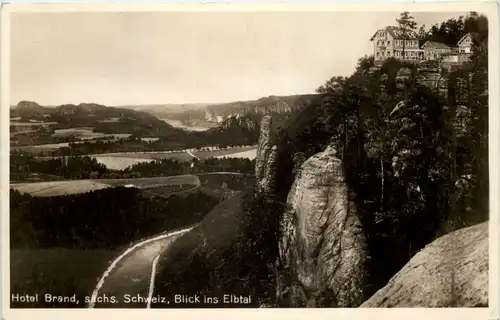 Sächs. Schweiz, Hotel Brand, Blick ins Elbtal -521254