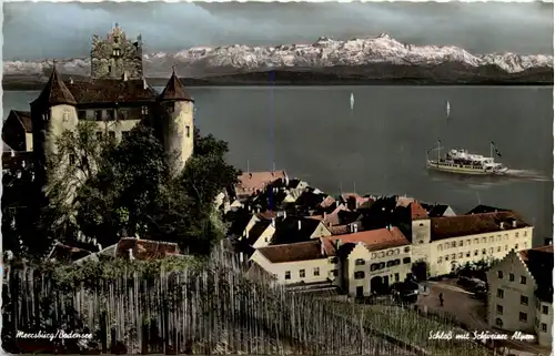 Meersburg, Schloss mit Schweizer Alpen -521492