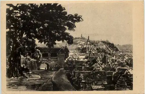 Tübingen, Blick auf die Stadt vom Schlosshotel aus -523190